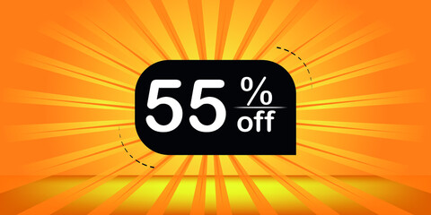55% off - orange and black banner - discount banner for big sales.