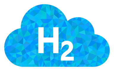 Low-poly hydrogen gas designed from scattered filled triangles. Triangle hydrogen gas polygonal icon illustration. Hydrogen Gas icon is filled with triangles.
