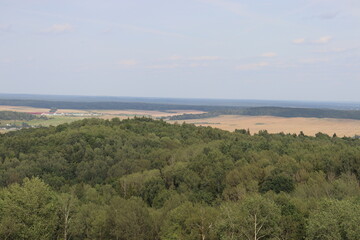 top iews of green hill and rural area in Belarus