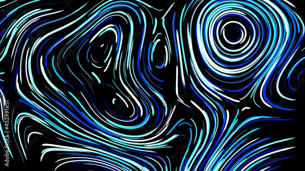 Poster abstract creative looped bg with curled lines like blue trails on surface. lines form swirling patte