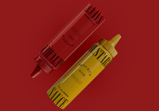 Ketchup and Mustard Sauce Mockup