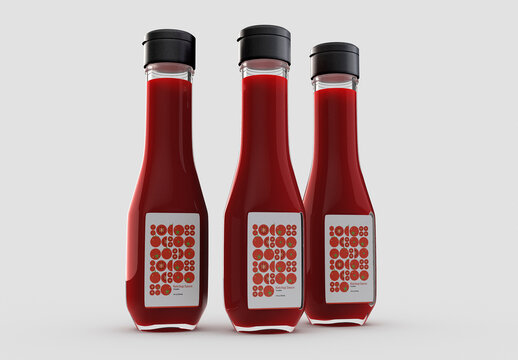 Three Ketchup Sauce Mockup