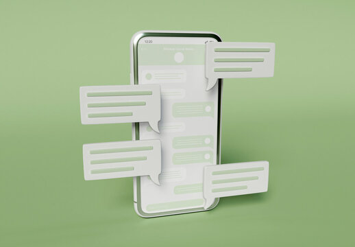 Smartphone with Chat Bubbles Mockup