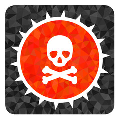 Low-poly pandora box constructed with scattered filled triangles. Triangle pandora box polygonal symbol illustration. Pandora Box icon is filled with triangles.