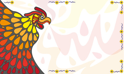 Aguila azteca con plumas de colores cálidos con marco y marca de agua