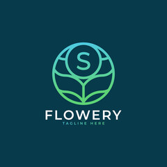 Flower Initial Letter S Logo Design Template Element. Eps10 Vector