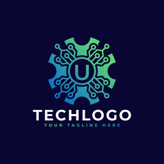 Technology Initial Letter U Logo Design Template Element.