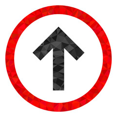 Obraz premium Low-poly up orientation constructed with chaotic filled triangles. Triangle up orientation polygonal icon illustration. Up Orientation icon is filled with triangles.