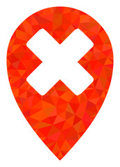 Obraz premium Low-poly wrong place designed with chaotic filled triangles. Triangle wrong place polygonal icon illustration. Wrong Place icon is filled with triangles.