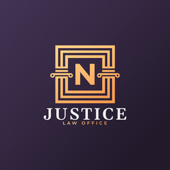 Law Firm Letter N Logo Design Template Element