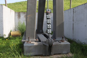metal post with rustic chain view