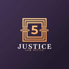 Law Firm Number 5 Logo Design Template Element