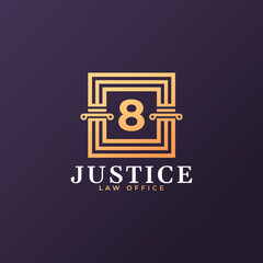 Law Firm Number 8 Logo Design Template Element