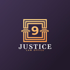 Law Firm Number 9 Logo Design Template Element