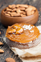 dessert made of dough and dairy products in caramel