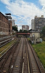 Fototapeta na wymiar train rail on the city of buenos aires 