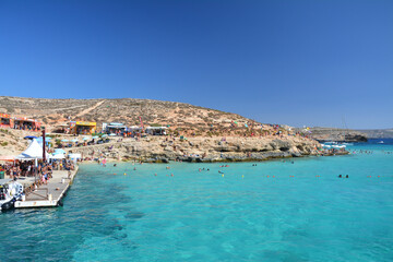 Fototapeta na wymiar Blue Lagoon on Comino island, Malta.