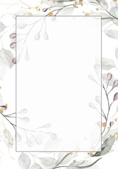 Pale autumn leaves - botanical design banner. Floral pastel watercolor border frame