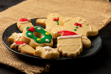 Various Christmas homemade gingerbread cookies.