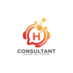 Consulting Logo Icon. Online Consultant Initial Letter H Logo Design Template