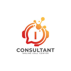 Consulting Logo Icon. Online Consultant Initial Letter I Logo Design Template