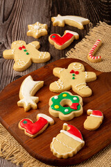 Various Christmas homemade gingerbread cookies.
