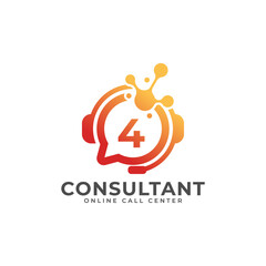 Consulting Logo Icon. Online Consultant Number 4 Logo Design Template