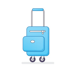 Blue travel stroller suitcase bag isolated vector, luggage illustration.