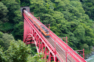 新山彦橋を渡るトロッコ列車