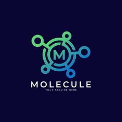 Medical Logo. Initial Letter M Molecule Logo Design Template Element.