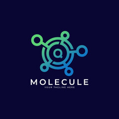Medical Logo. Initial Letter Q Molecule Logo Design Template Element.