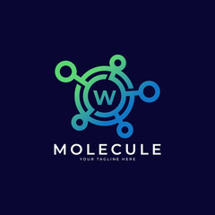 Medical Logo. Initial Letter W Molecule Logo Design Template Element.