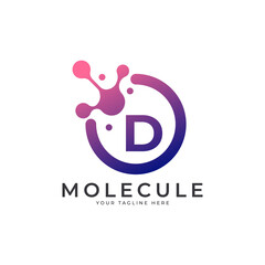 Medical Logo. Initial Letter D Molecule Logo Design Template Element.