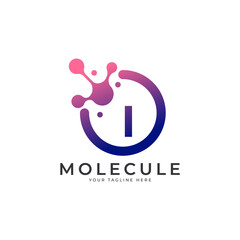 Medical Logo. Initial Letter I Molecule Logo Design Template Element.