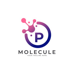 Medical Logo. Initial Letter P Molecule Logo Design Template Element.