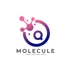 Medical Logo. Initial Letter Q Molecule Logo Design Template Element.