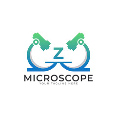 Laboratory Logo. Initial Letter Z Microscope Logo Design Template Element.