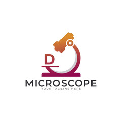 Obraz premium Laboratory Logo. Initial Letter D Microscope Logo Design Template Element.