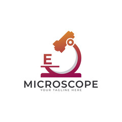 Laboratory Logo. Initial Letter E Microscope Logo Design Template Element.