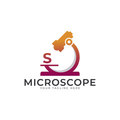 Laboratory Logo. Initial Letter S Microscope Logo Design Template Element.