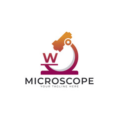 Laboratory Logo. Initial Letter W Microscope Logo Design Template Element.