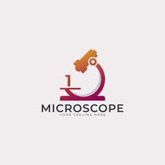 Laboratory Logo. Number 1 Microscope Logo Design Template Element.