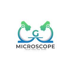 Fototapeta premium Laboratory Logo. Initial Letter G Microscope Logo Design Template Element.