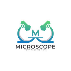 Laboratory Logo. Initial Letter M Microscope Logo Design Template Element.