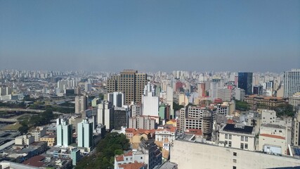 Aerial view of São Paulo city (São Paulo, Brazil) at blue sky day.
