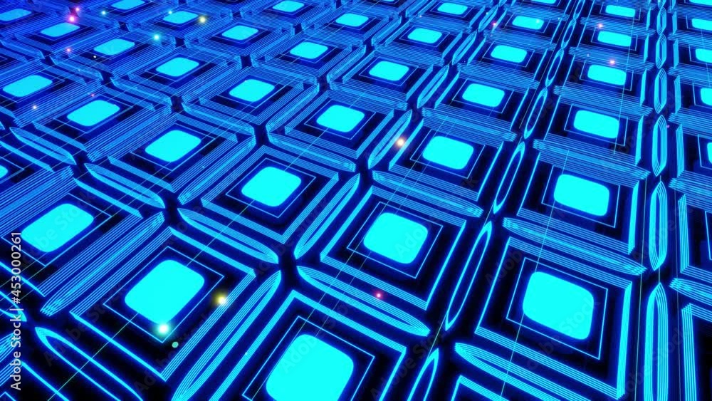 Aufkleber vj abstract sci fi futuristic bg. fly over 3d multilayer hologram complex pattern. neon light or glo