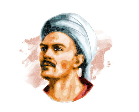 Digital  illustration of Yunus the Dervish (1238-1328). Who was a 13th century Turkish folk poet and Sufi mysticism who greatly influenced Turkish culture.