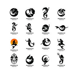 set collection of Mermaid logo icon design illustration - obrazy, fototapety, plakaty