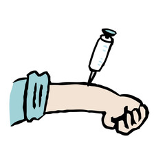 注射を打つ腕のイラスト