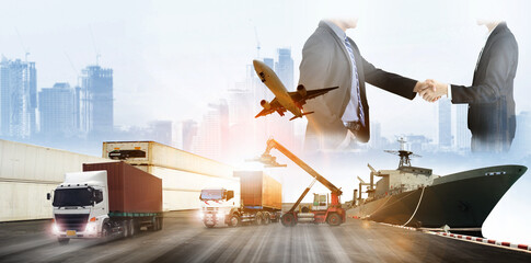 Business logistics or industry logistics and man working on logistics background ,  logistic...